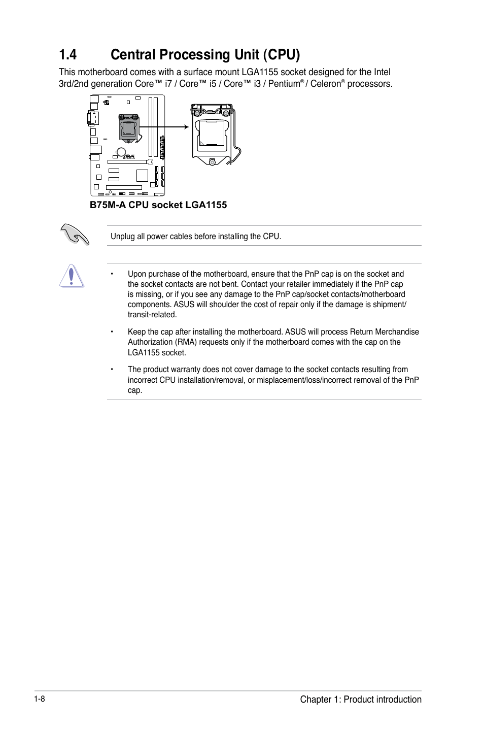 4 central processing unit (cpu) | Asus B75M-A User Manual | Page 20 / 86