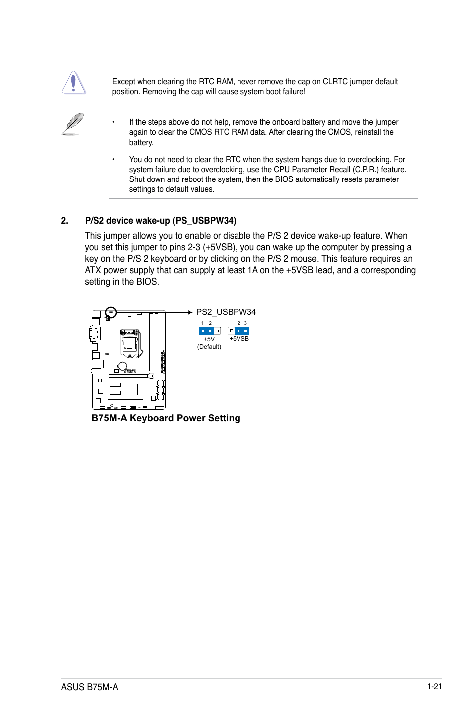 Asus b75m-a, B75m-a keyboard power setting | Asus B75M-A User Manual | Page 33 / 86