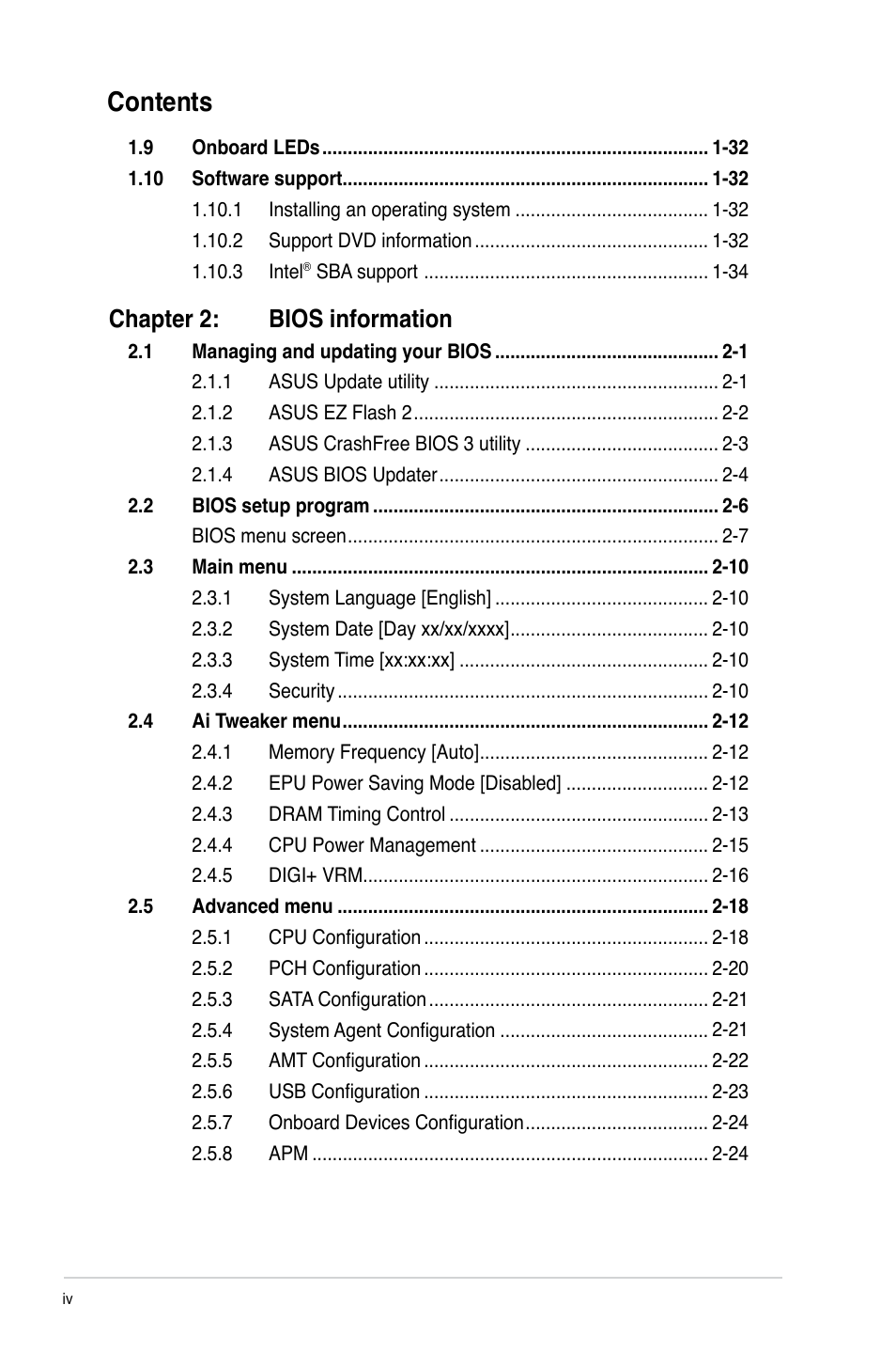 Asus B75M-A User Manual | Page 4 / 86