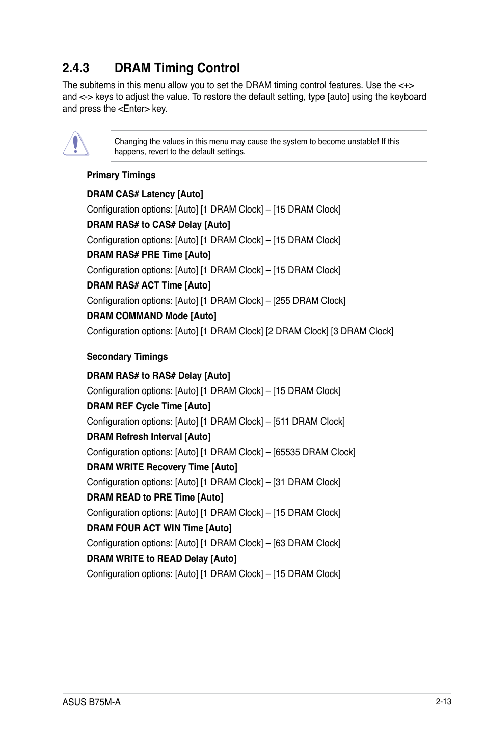 3 dram timing control | Asus B75M-A User Manual | Page 59 / 86