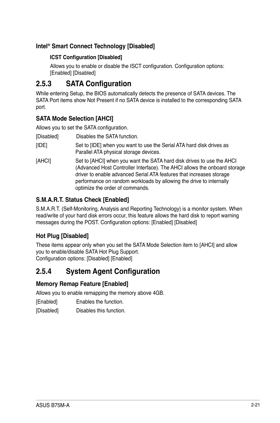 3 sata configuration, 4 system agent configuration | Asus B75M-A User Manual | Page 67 / 86