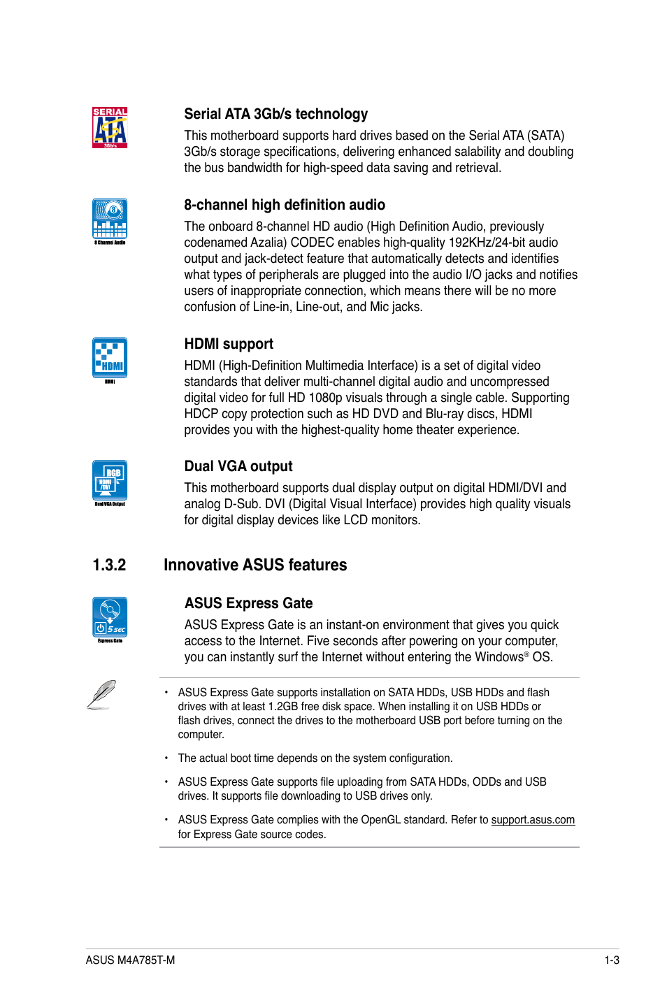 2 innovative asus features, Innovative asus features -3 | Asus M4A785T-M User Manual | Page 15 / 64