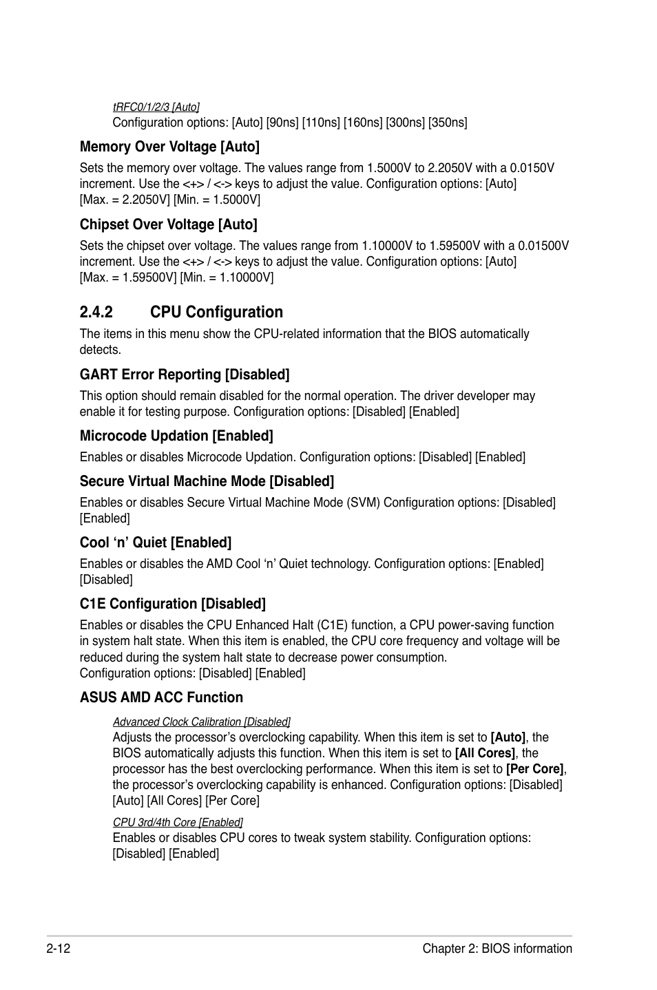 2 cpu configuration, Cpu configuration -12 | Asus M4A785T-M User Manual | Page 54 / 64