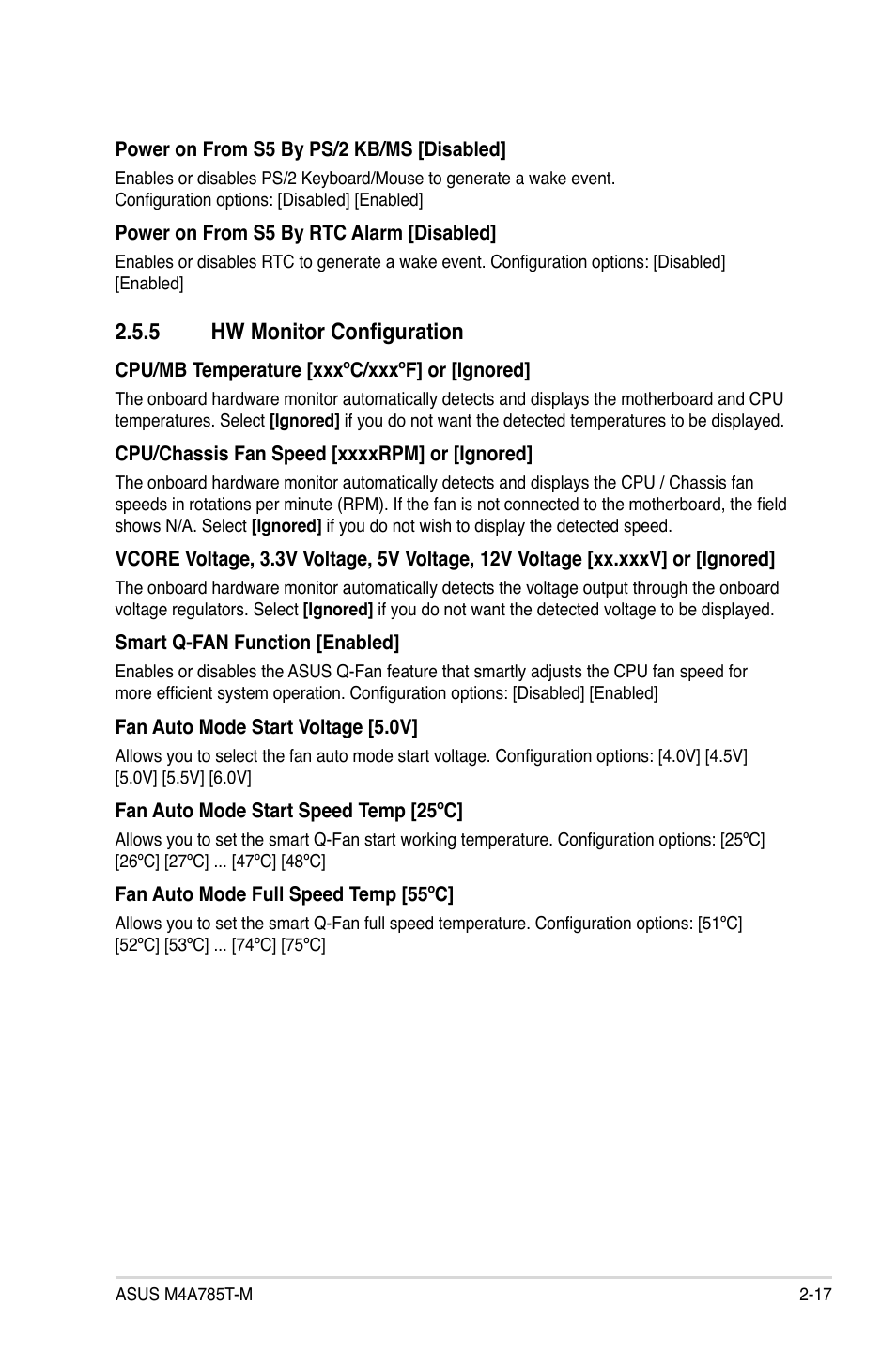 5 hw monitor configuration, Hw monitor configuration -17 | Asus M4A785T-M User Manual | Page 59 / 64