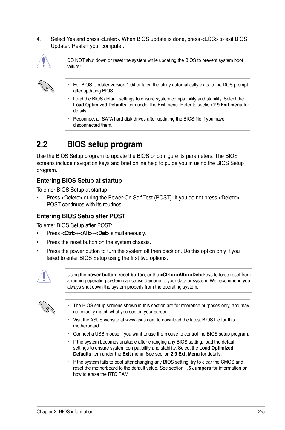 2 bios setup program, Bios setup program -5 | Asus P8H61-MX USB3 User Manual | Page 41 / 68