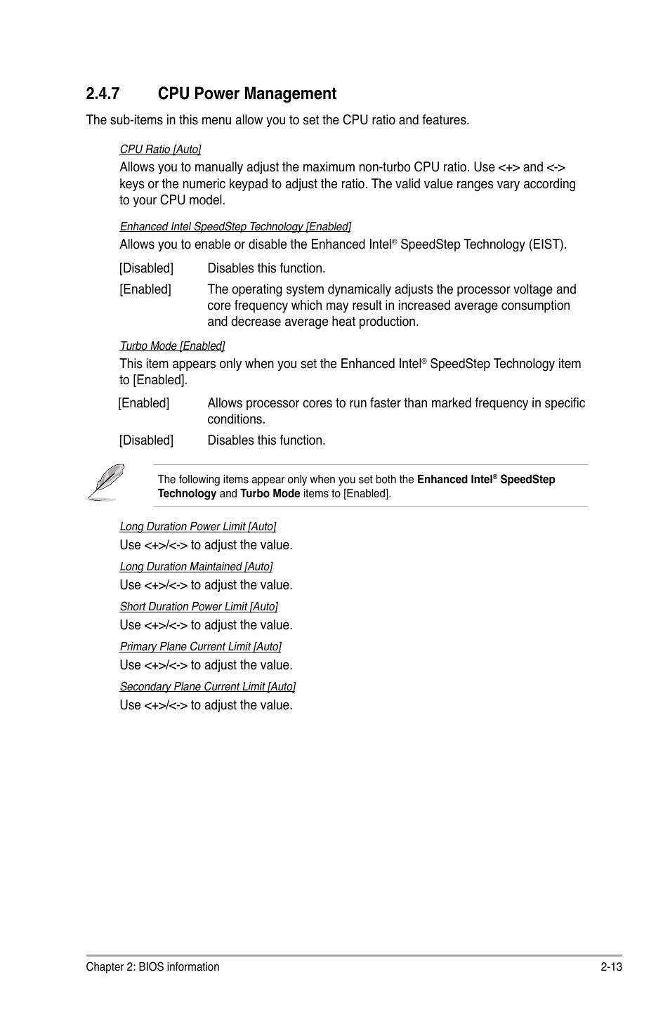 7 cpu power management, Cpu power management -13 | Asus P8H61-MX USB3 User Manual | Page 49 / 68