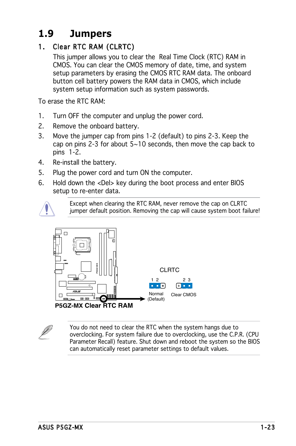 9 jumpers | Asus P5GZ-MX User Manual | Page 35 / 94