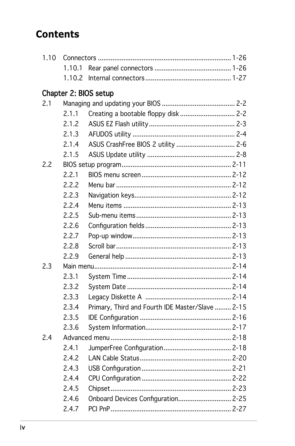 Asus P5GZ-MX User Manual | Page 4 / 94