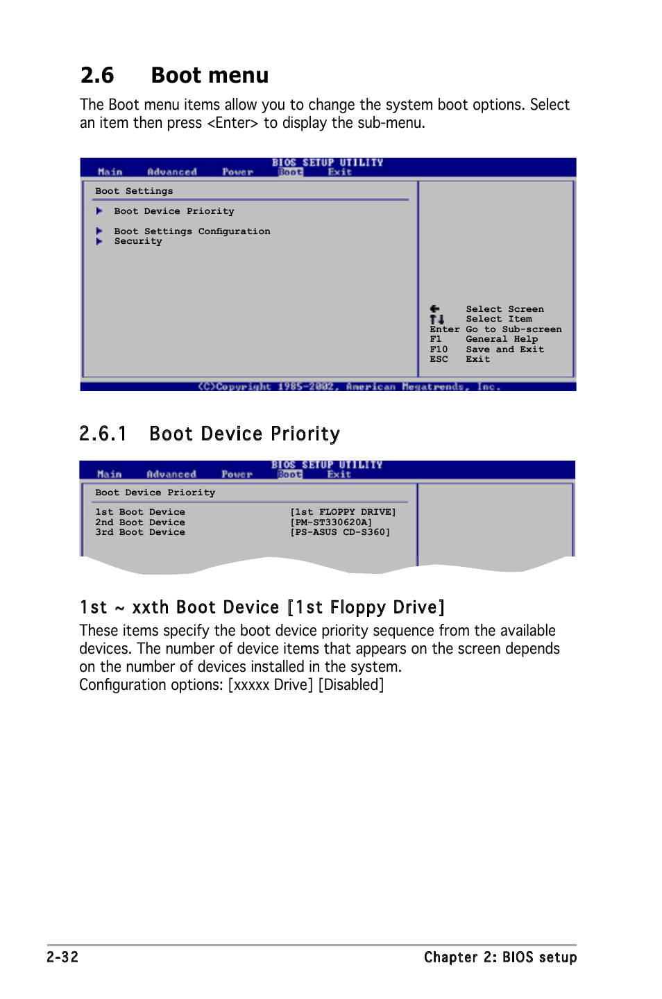 6 boot menu, 1 boot device priority, 1st ~ xxth boot device [1st floppy drive | Asus P5GZ-MX User Manual | Page 78 / 94