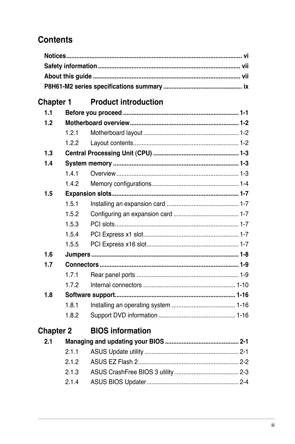 Asus P8H61-M2/TPM/SI User Manual | Page 3 / 59