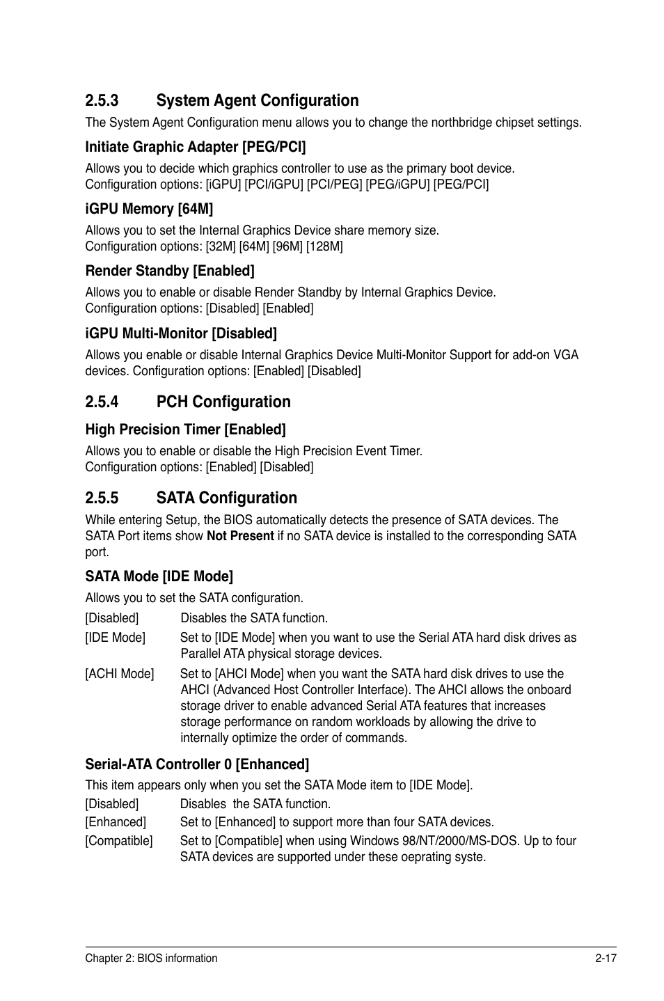 3 system agent configuration, 4 pch configuration, 5 sata configuration | Asus P8H61-M2/TPM/SI User Manual | Page 45 / 59