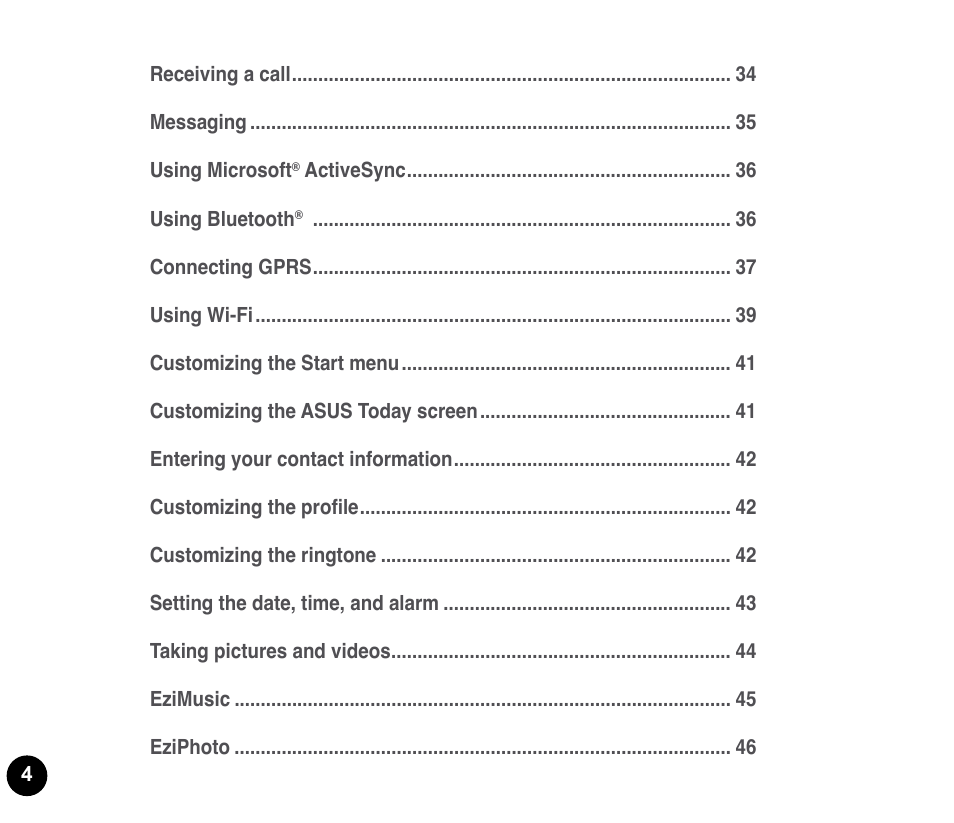 Asus P835 User Manual | Page 4 / 53