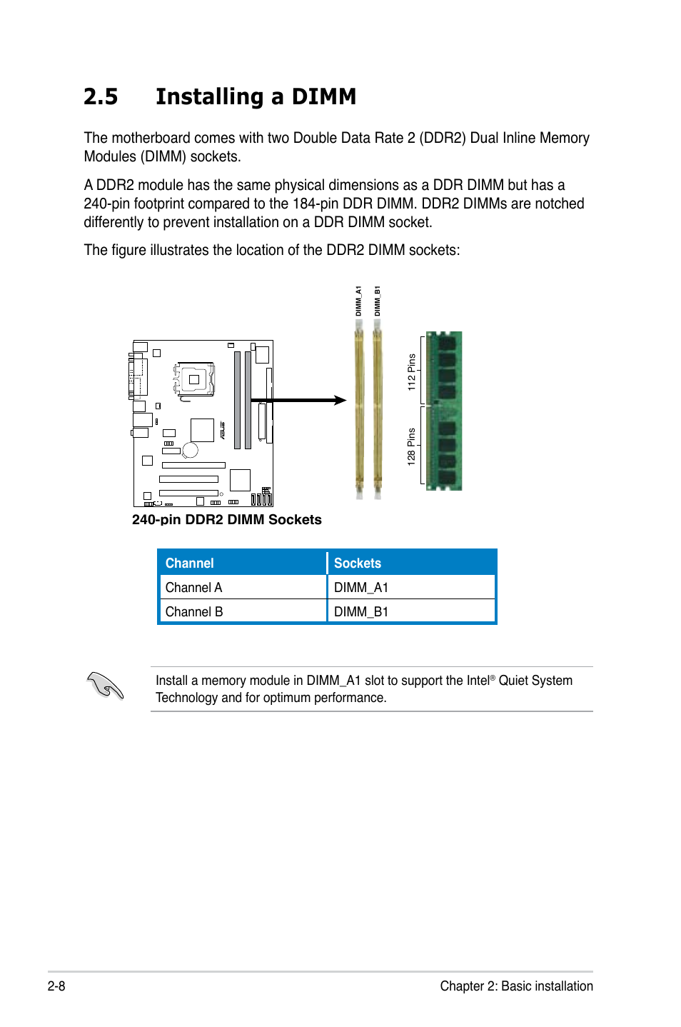 5 installing a dimm | Asus V3-P5G31 User Manual | Page 26 / 99