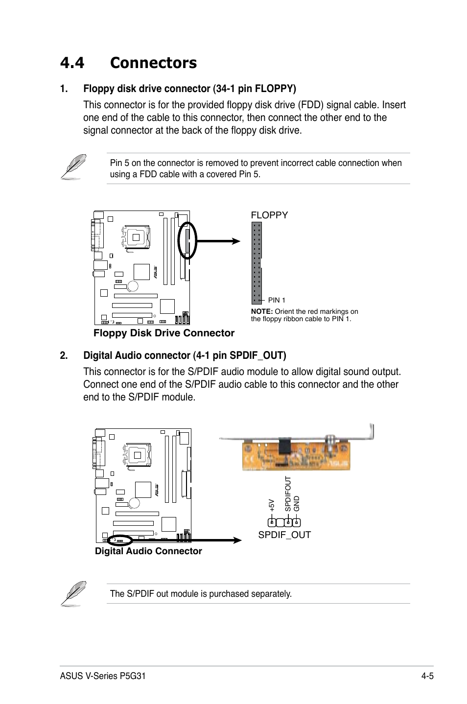 4 connectors | Asus V3-P5G31 User Manual | Page 58 / 99