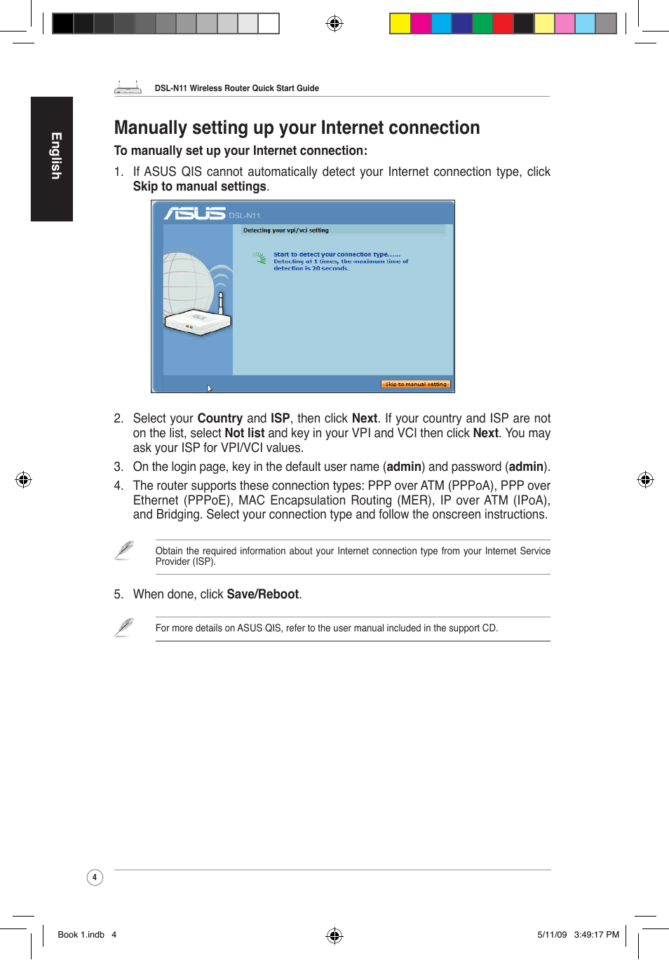 Manually setting up your internet connection | Asus DSL-N11 User Manual | Page 10 / 37