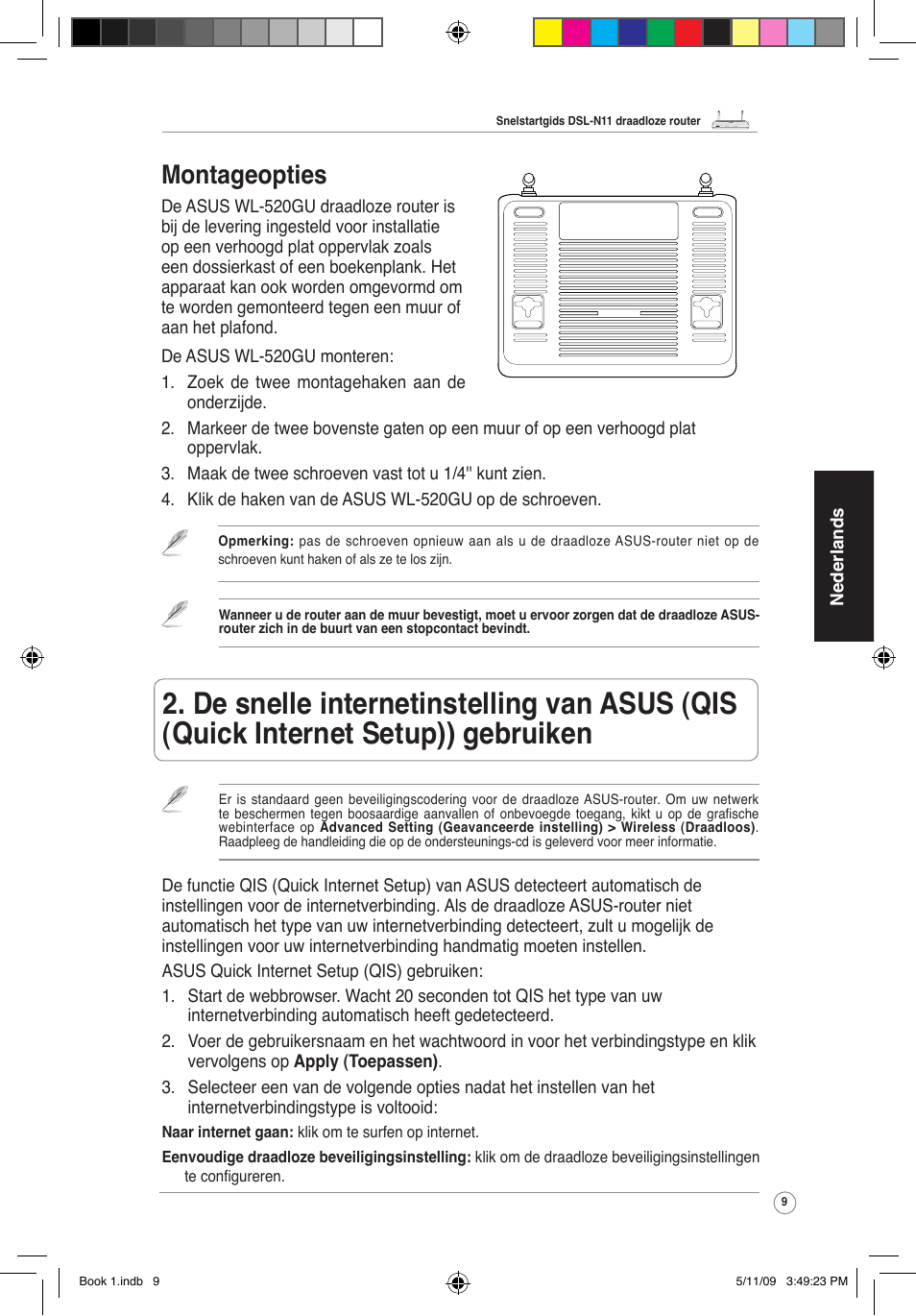 Montageopties | Asus DSL-N11 User Manual | Page 15 / 37