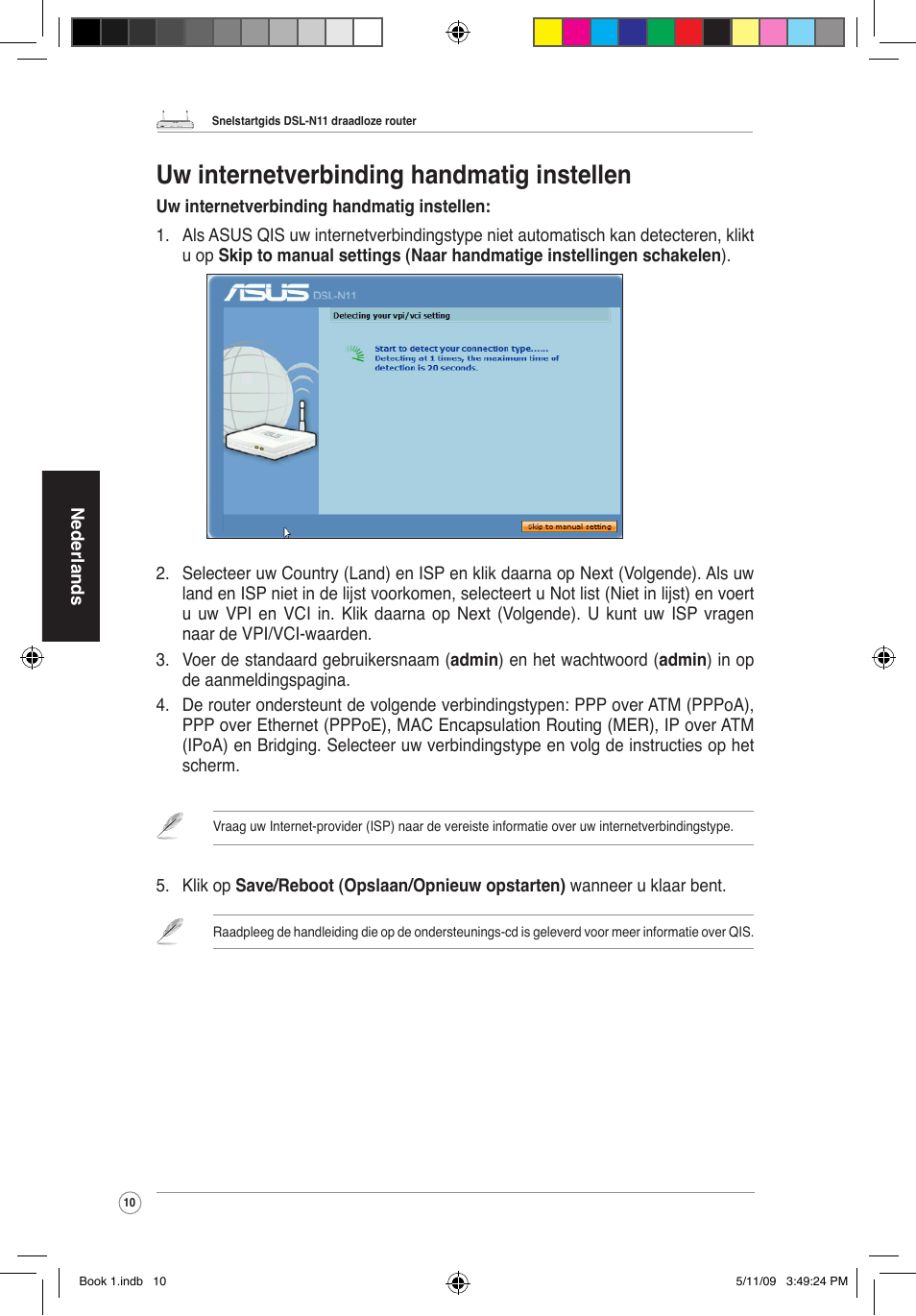 Uw internetverbinding handmatig instellen | Asus DSL-N11 User Manual | Page 16 / 37