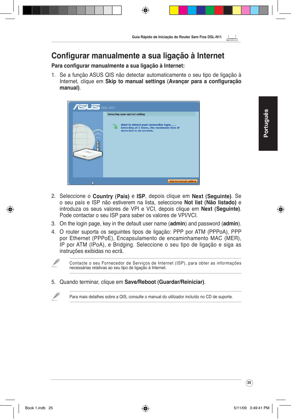 Configurar manualmente a sua ligação à internet | Asus DSL-N11 User Manual | Page 31 / 37