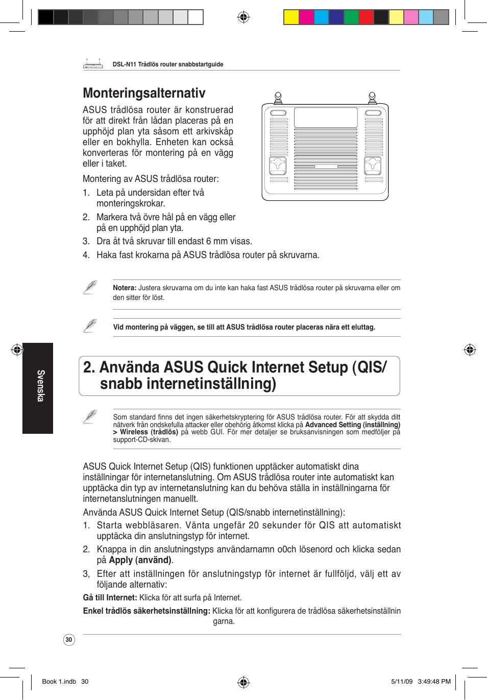 Monteringsalternativ | Asus DSL-N11 User Manual | Page 36 / 37