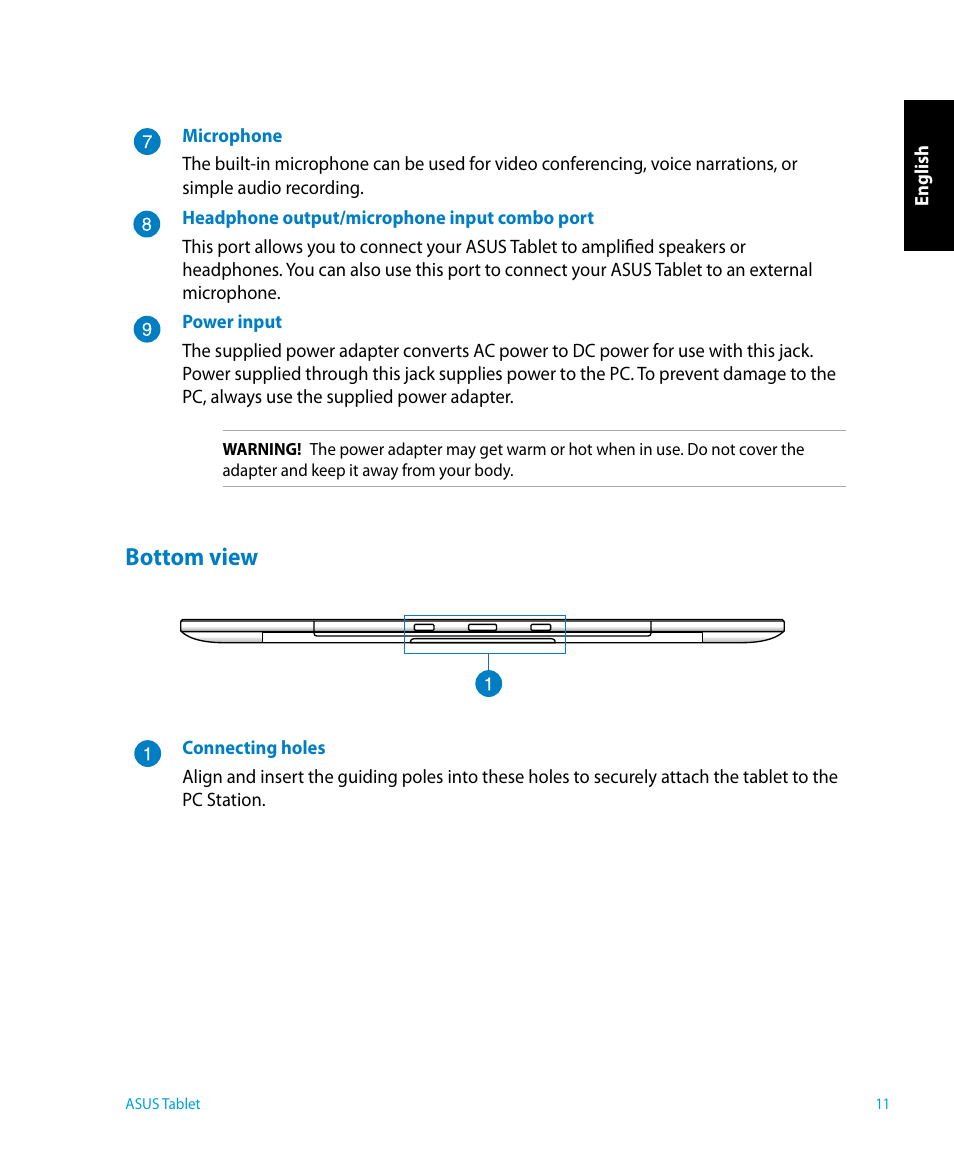 Bottom view | Asus P1801 User Manual | Page 11 / 64