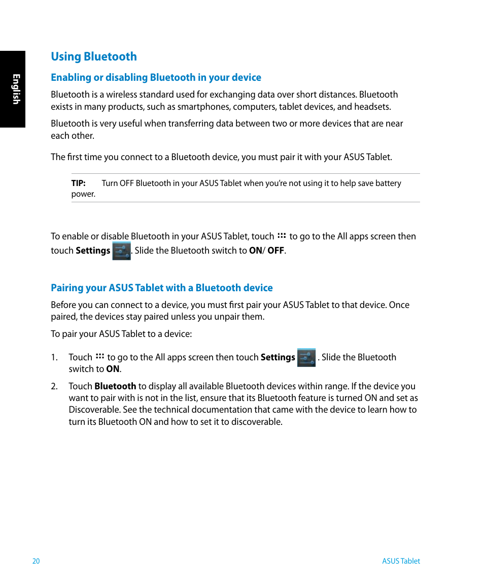 Using bluetooth | Asus P1801 User Manual | Page 20 / 64