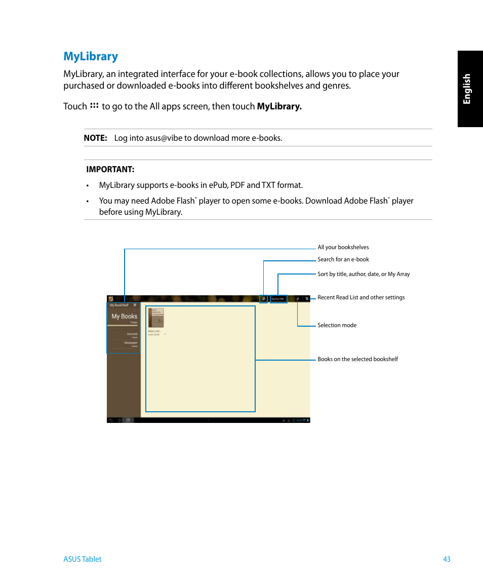 Mylibrary, English | Asus P1801 User Manual | Page 43 / 64