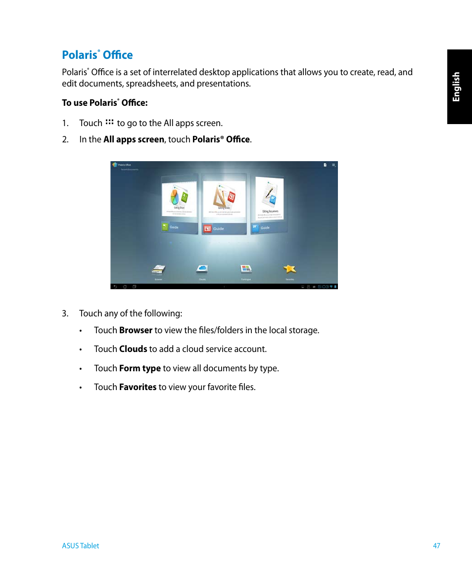 Polaris® office, Polaris, Office | Asus P1801 User Manual | Page 47 / 64