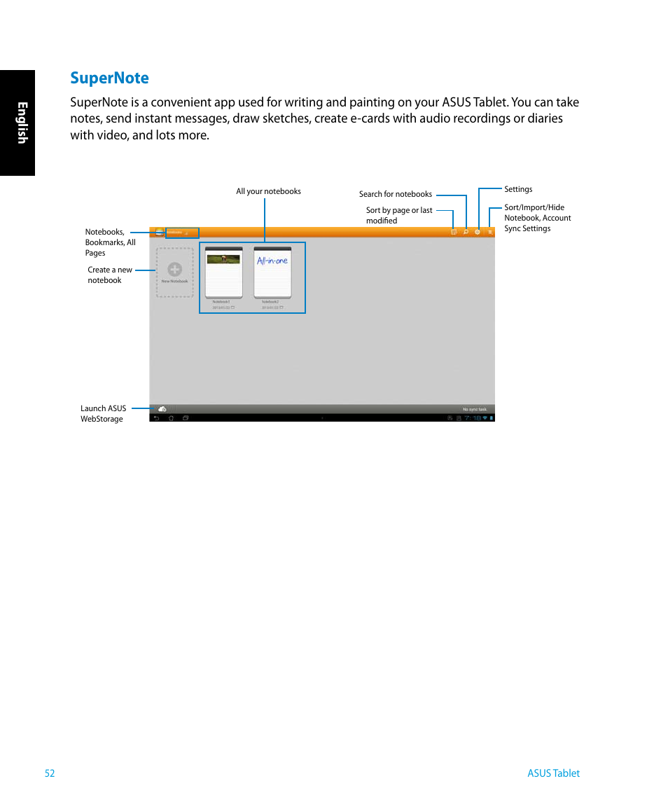 Supernote, English | Asus P1801 User Manual | Page 52 / 64