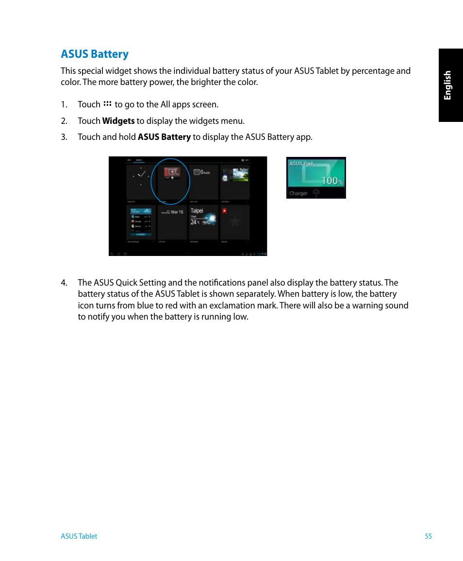 Asus battery | Asus P1801 User Manual | Page 55 / 64