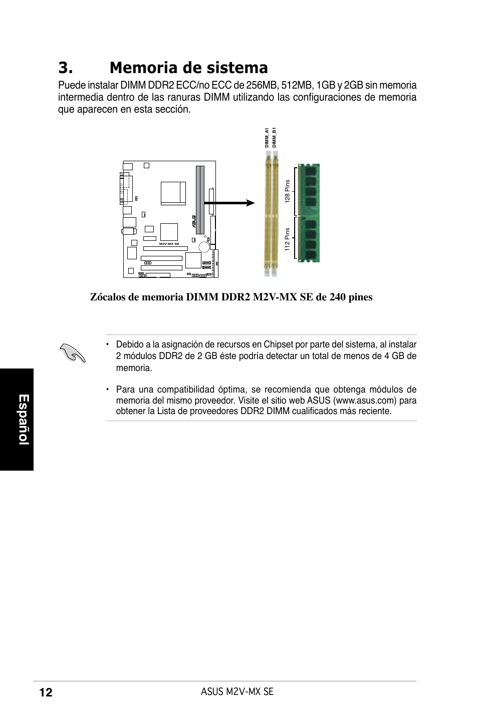 Español | Asus M2V-MX SE User Manual | Page 12 / 38