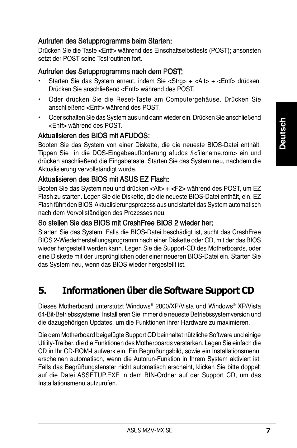 Informationen über die software support cd, Deutsch | Asus M2V-MX SE User Manual | Page 7 / 38