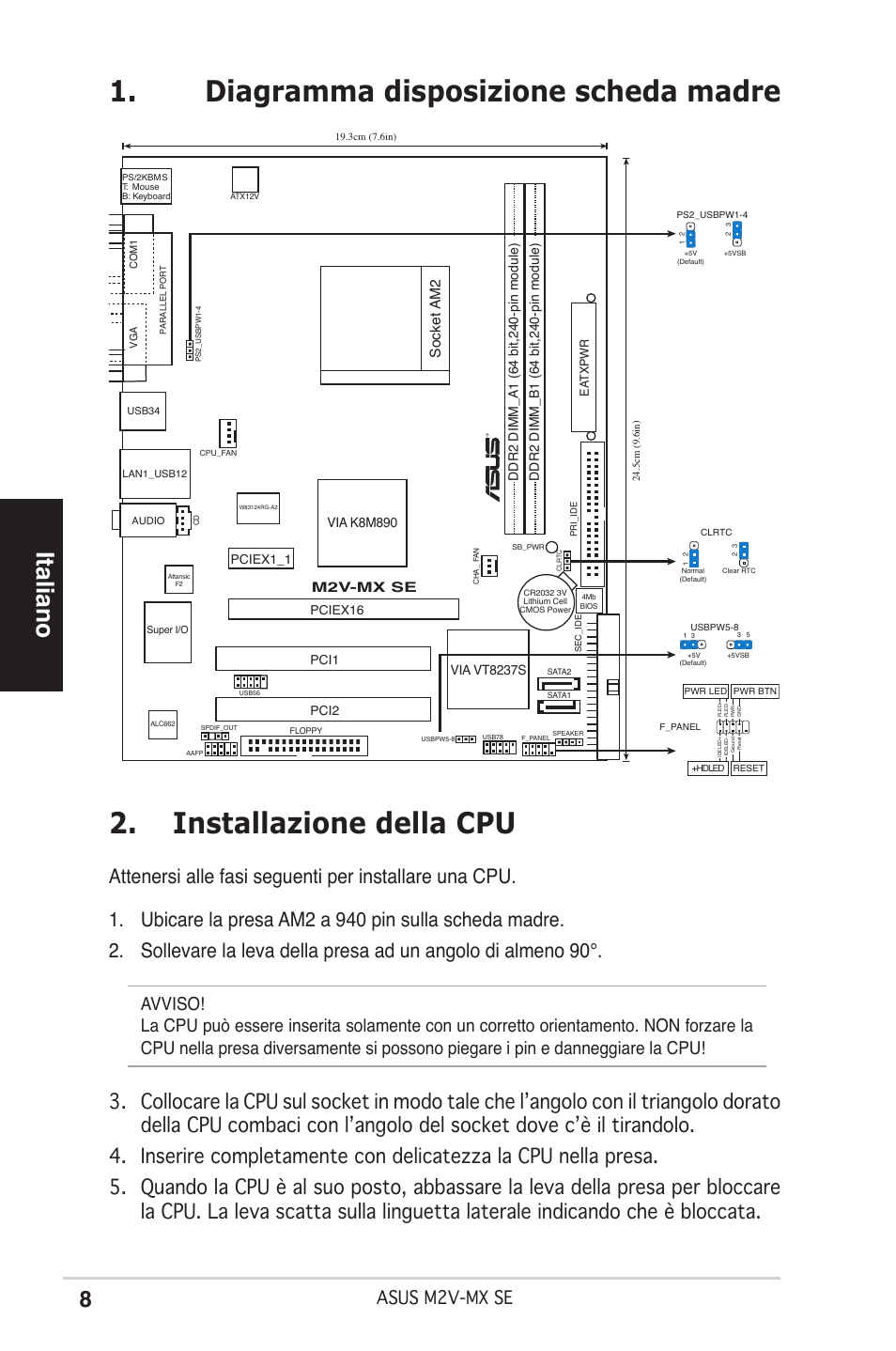 Italiano, Asus m2v-mx se, Socket am2 | Asus M2V-MX SE User Manual | Page 8 / 38