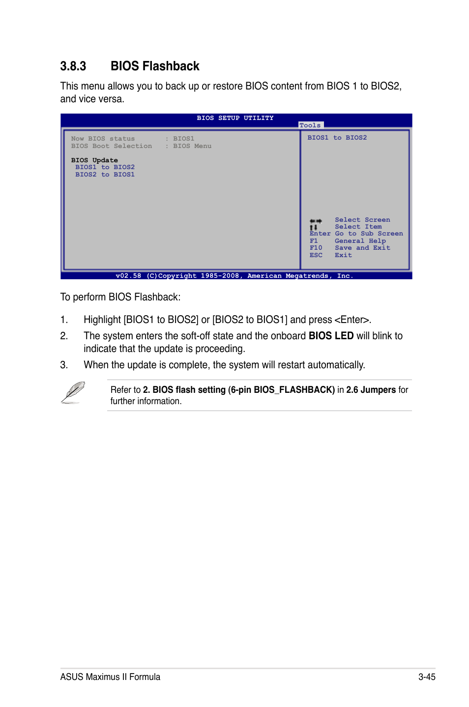 3 bios flashback, Bios flashback -45 | Asus Maximus II Formula User Manual | Page 113 / 174