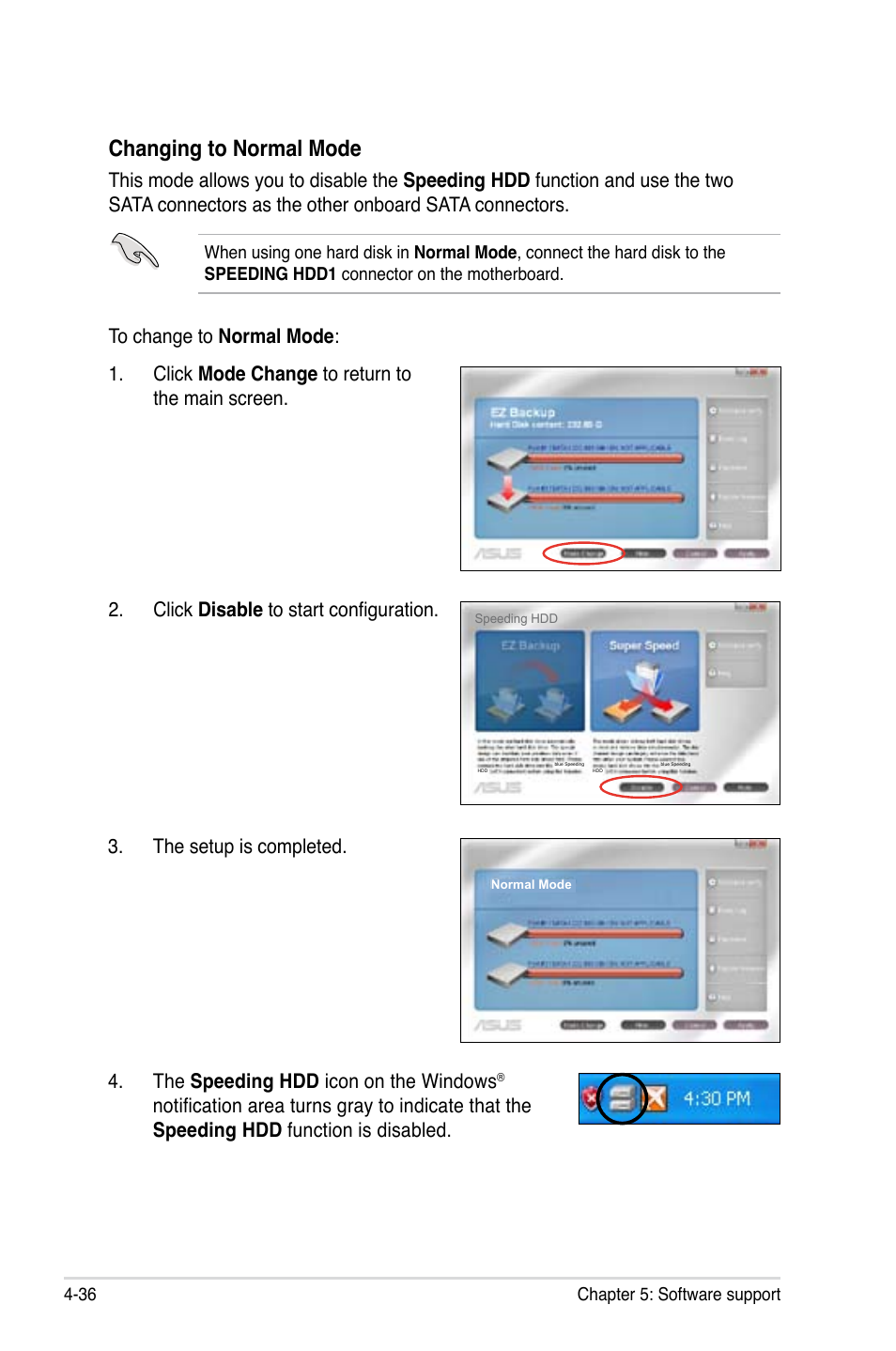 Changing to normal mode, The speeding hdd icon on the windows | Asus Maximus II Formula User Manual | Page 152 / 174