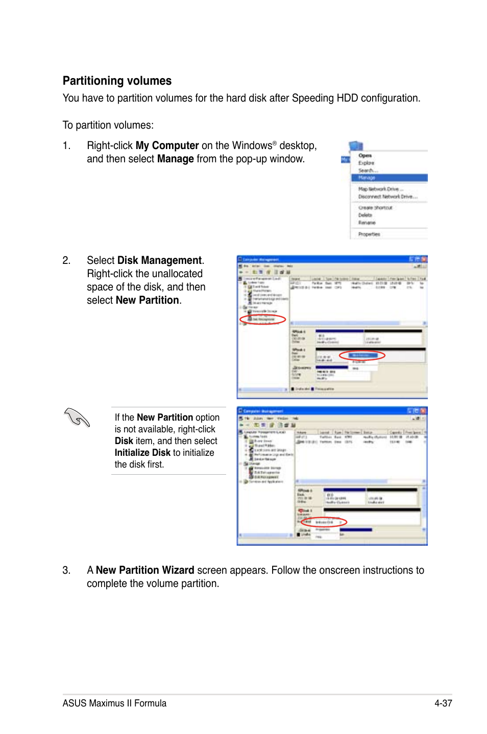 Partitioning volumes | Asus Maximus II Formula User Manual | Page 153 / 174