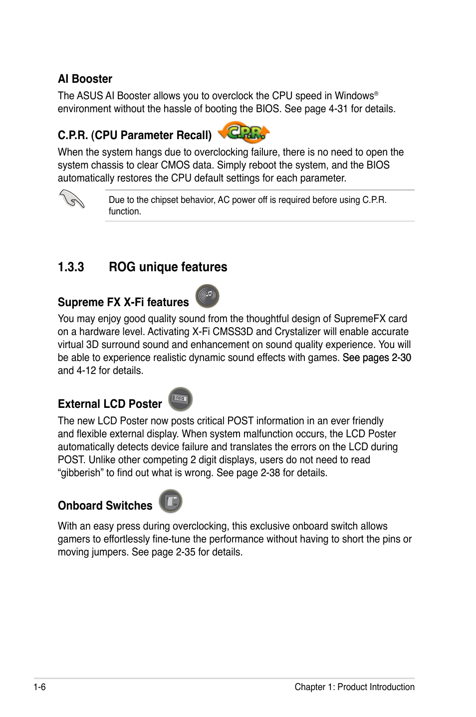 3 rog unique features, Rog unique features -6 | Asus Maximus II Formula User Manual | Page 22 / 174