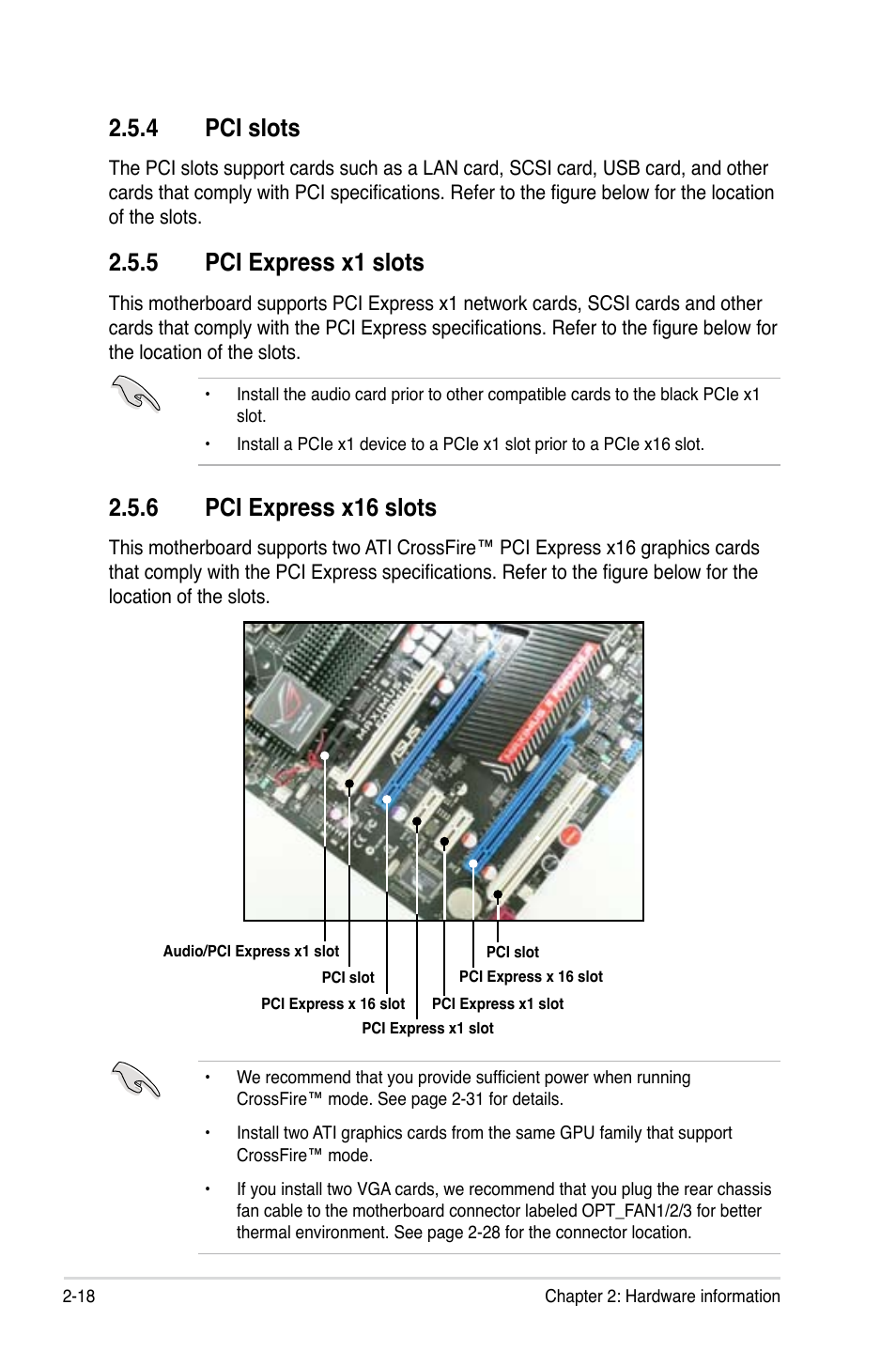 4 pci slots, 5 pci express x1 slots, 6 pci express x16 slots | Pci slots -18, Pci express x1 slots -18, Pci express x16 slots -18 | Asus Maximus II Formula User Manual | Page 44 / 174