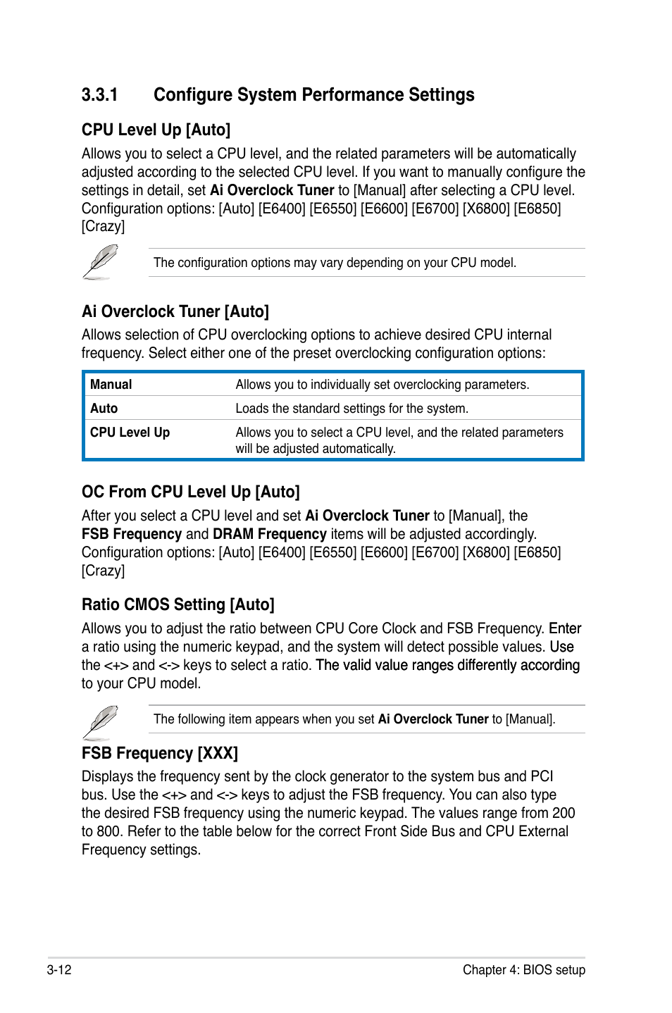 1 configure system performance settings, Configure system performance settings -12 | Asus Maximus II Formula User Manual | Page 80 / 174