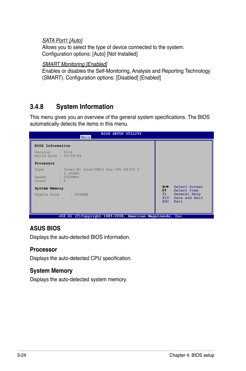 8 system information, System information -24, Asus bios | Processor | Asus Maximus II Formula User Manual | Page 92 / 174