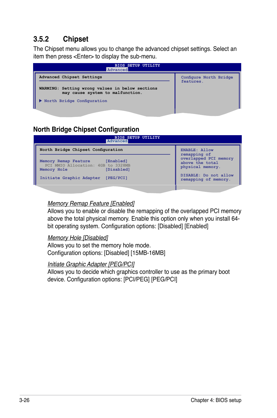 2 chipset, Chipset -26, North bridge chipset configuration | Asus Maximus II Formula User Manual | Page 94 / 174