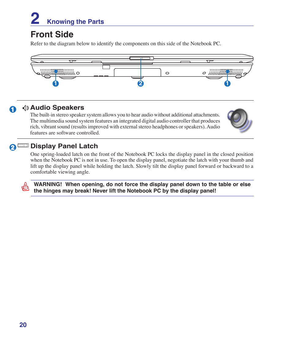 Front side | Asus T12Fg User Manual | Page 20 / 70