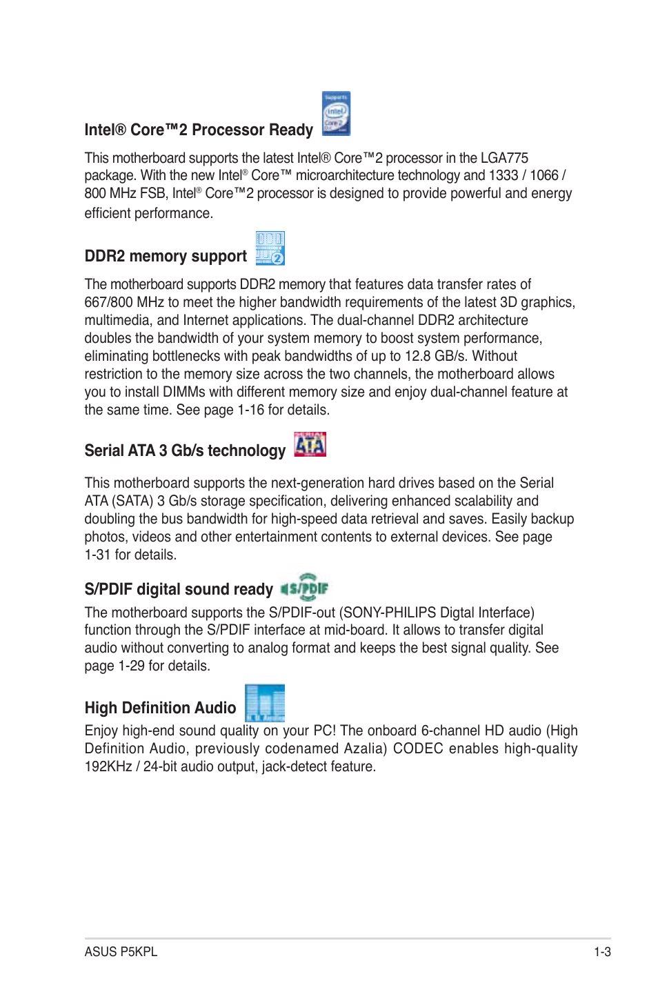 Asus P5KPL User Manual | Page 15 / 94