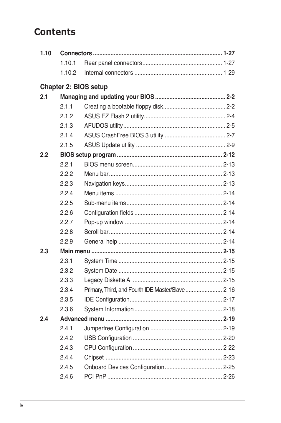 Asus P5KPL User Manual | Page 4 / 94