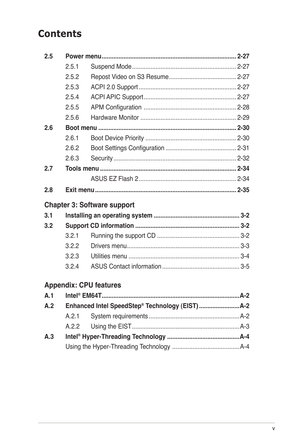 Asus P5KPL User Manual | Page 5 / 94