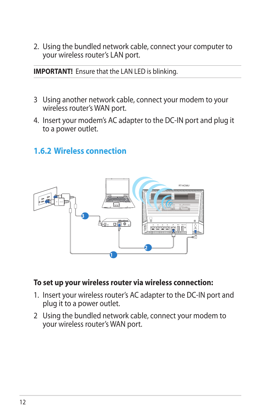 2 wireless connection | Asus RT-AC56U User Manual | Page 12 / 129