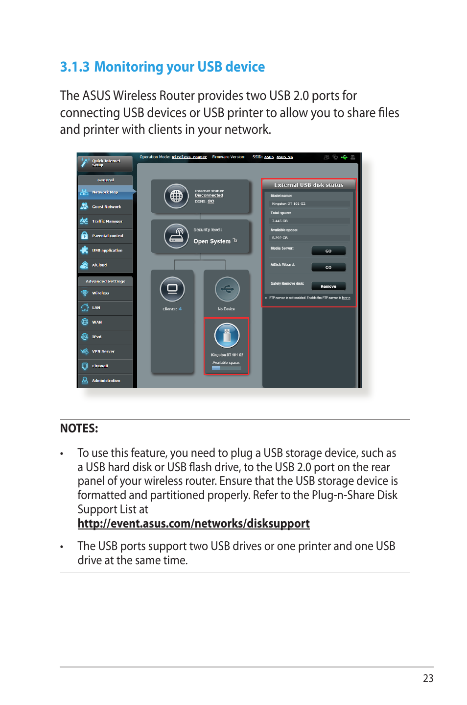 3 monitoring your usb device | Asus RT-AC56U User Manual | Page 23 / 129