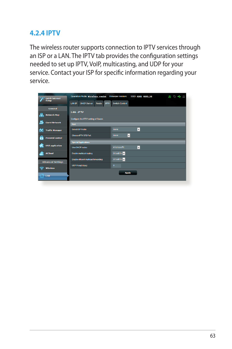 4 iptv | Asus RT-AC56U User Manual | Page 63 / 129