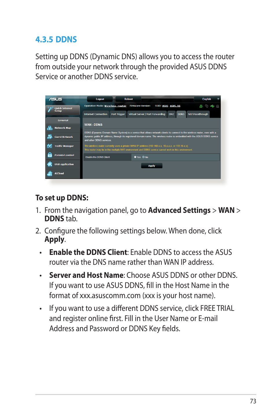 5 ddns | Asus RT-AC56U User Manual | Page 73 / 129