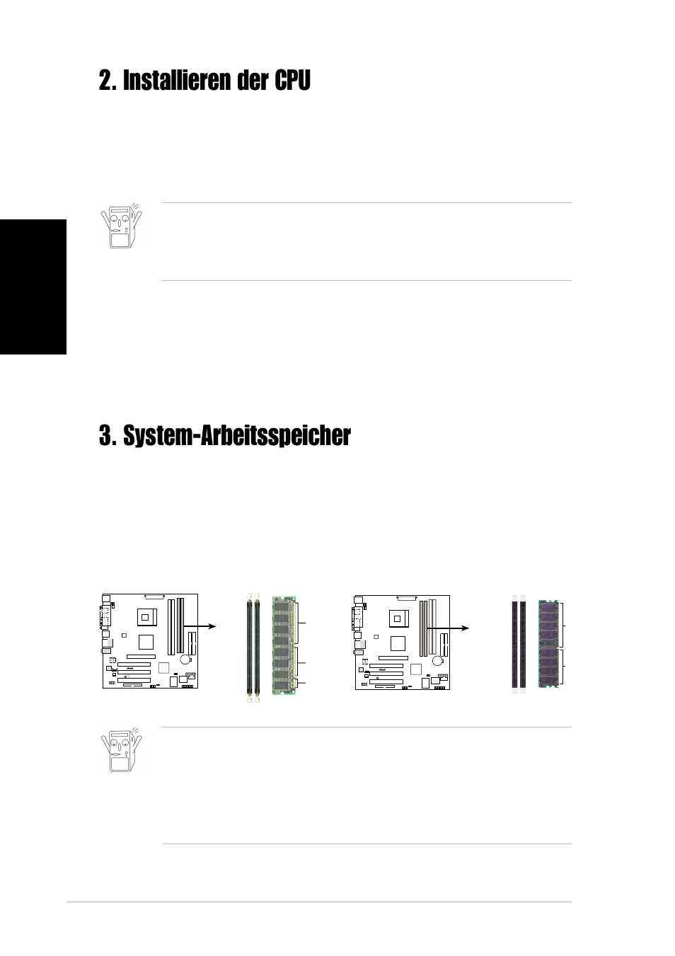 System-arbeitsspeicher, Installieren der cpu, Deutsch | Asus P4SGX-MX User Manual | Page 6 / 16