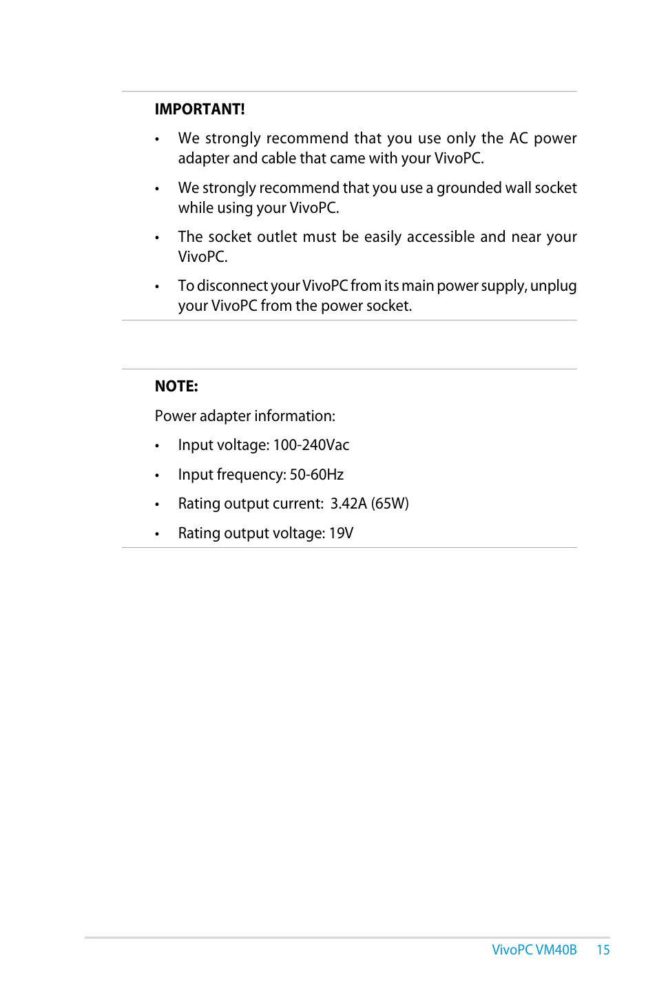 Asus VM40B User Manual | Page 15 / 42